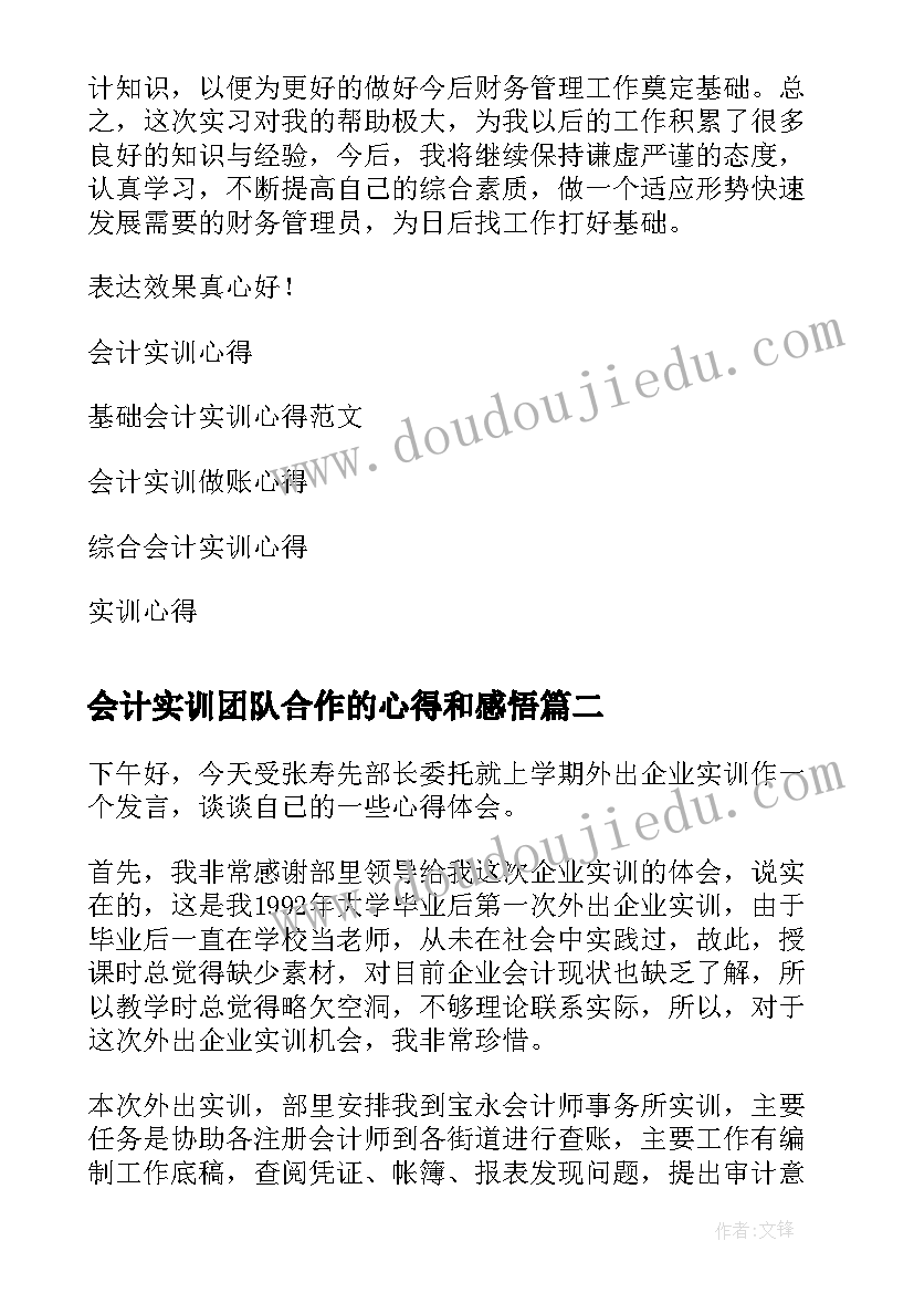 2023年会计实训团队合作的心得和感悟(模板5篇)