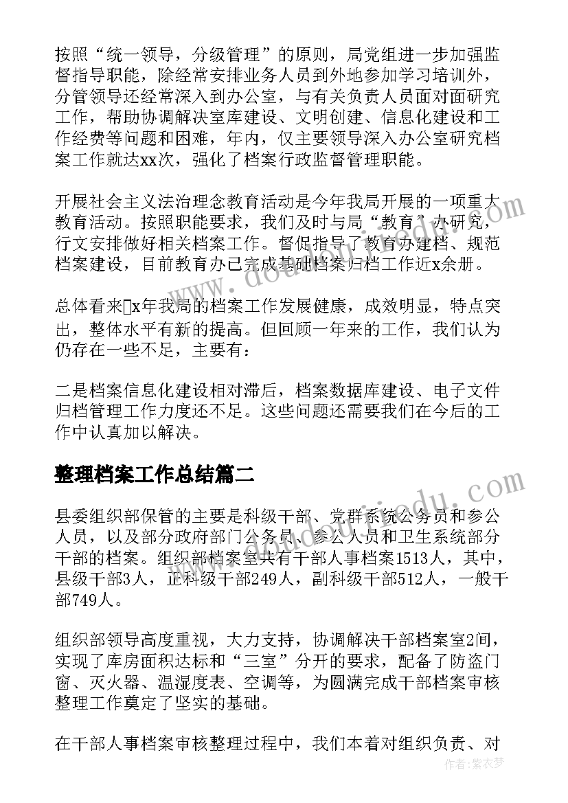 2023年整理档案工作总结 档案整理工作个人总结(通用6篇)