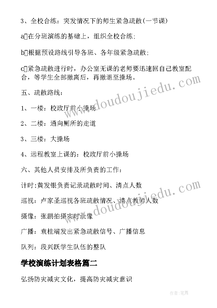 2023年学校演练计划表格(大全5篇)