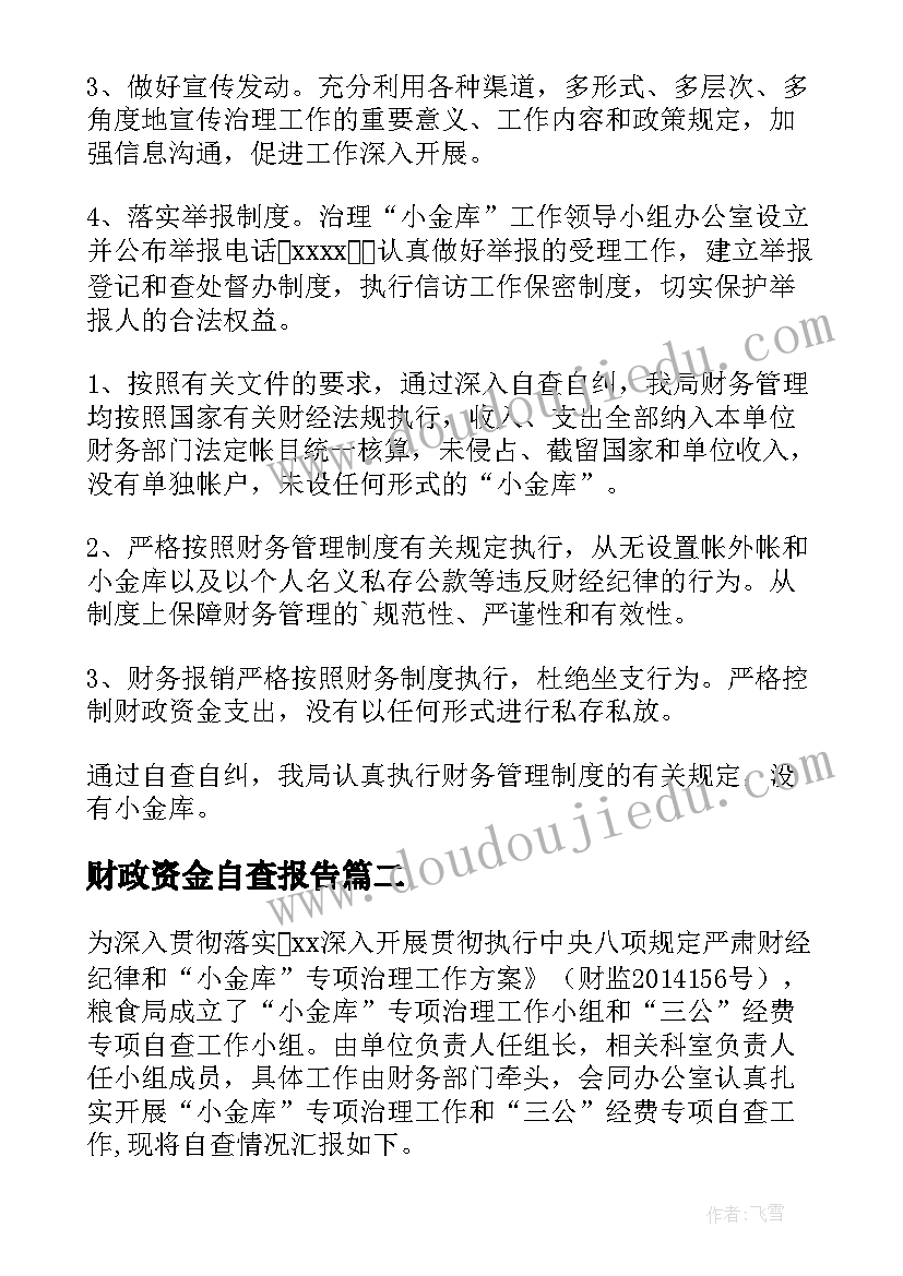 2023年财政资金自查报告 小金库自查报告(大全10篇)