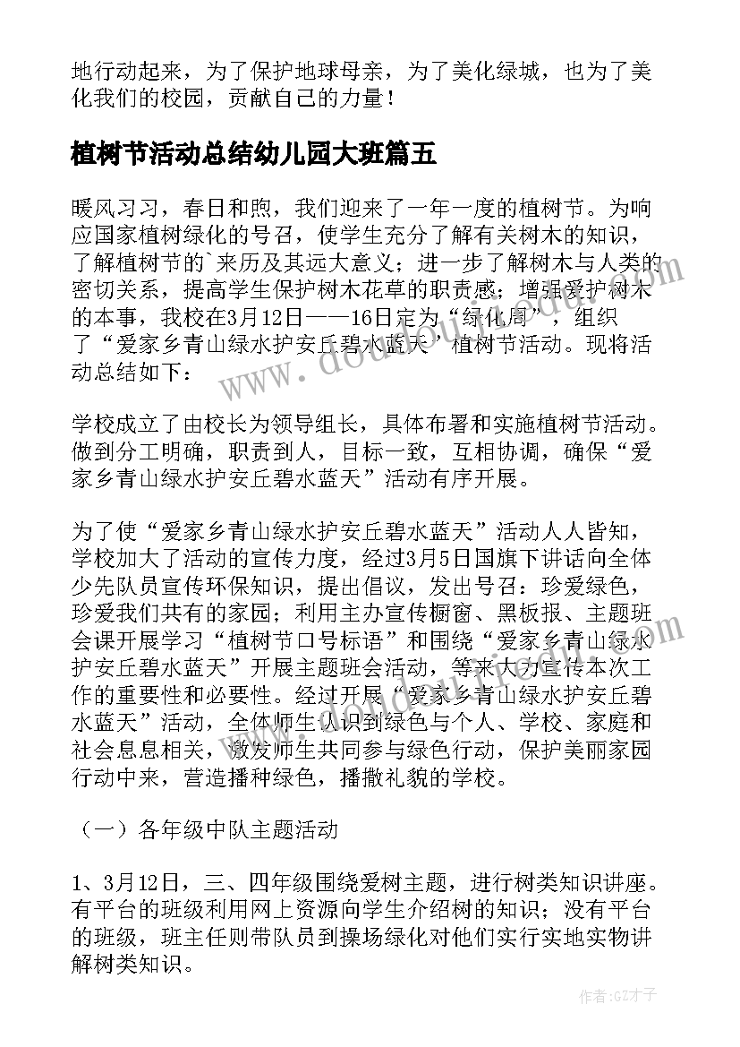 2023年植树节活动总结幼儿园大班 植树节活动总结(汇总5篇)