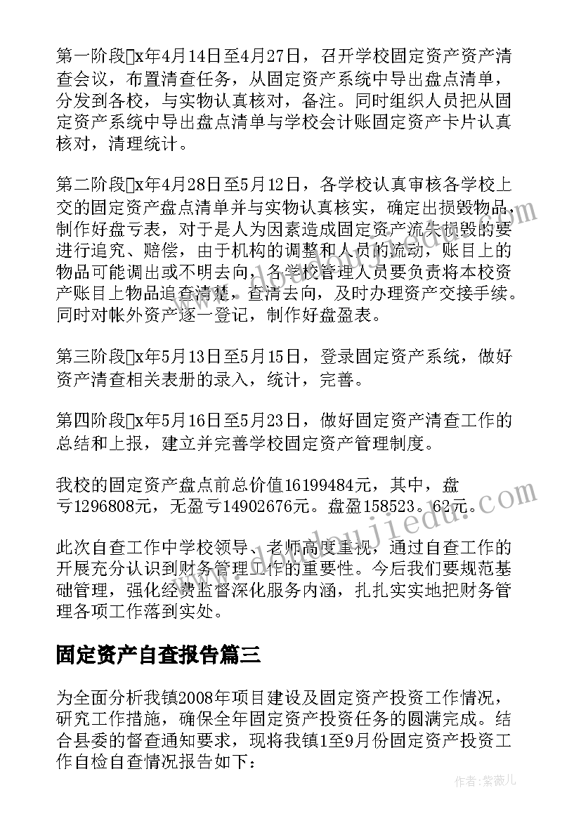 固定资产自查报告(优质8篇)