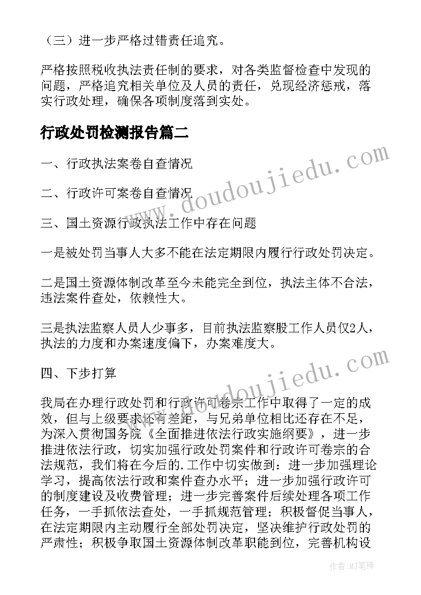 最新行政处罚检测报告(实用5篇)