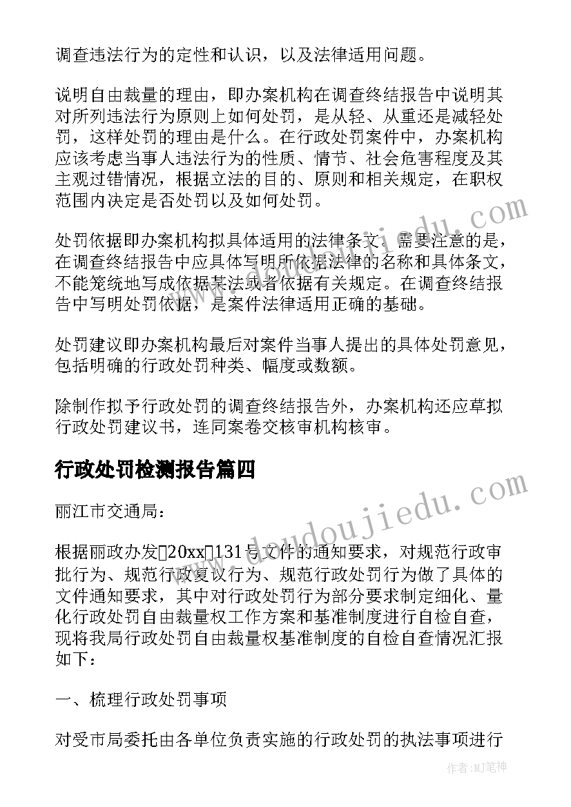 最新行政处罚检测报告(实用5篇)