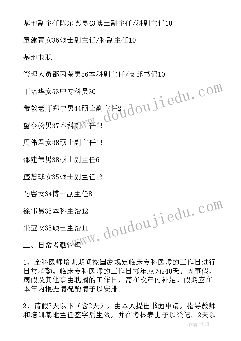 2023年医师培训计划表(实用5篇)