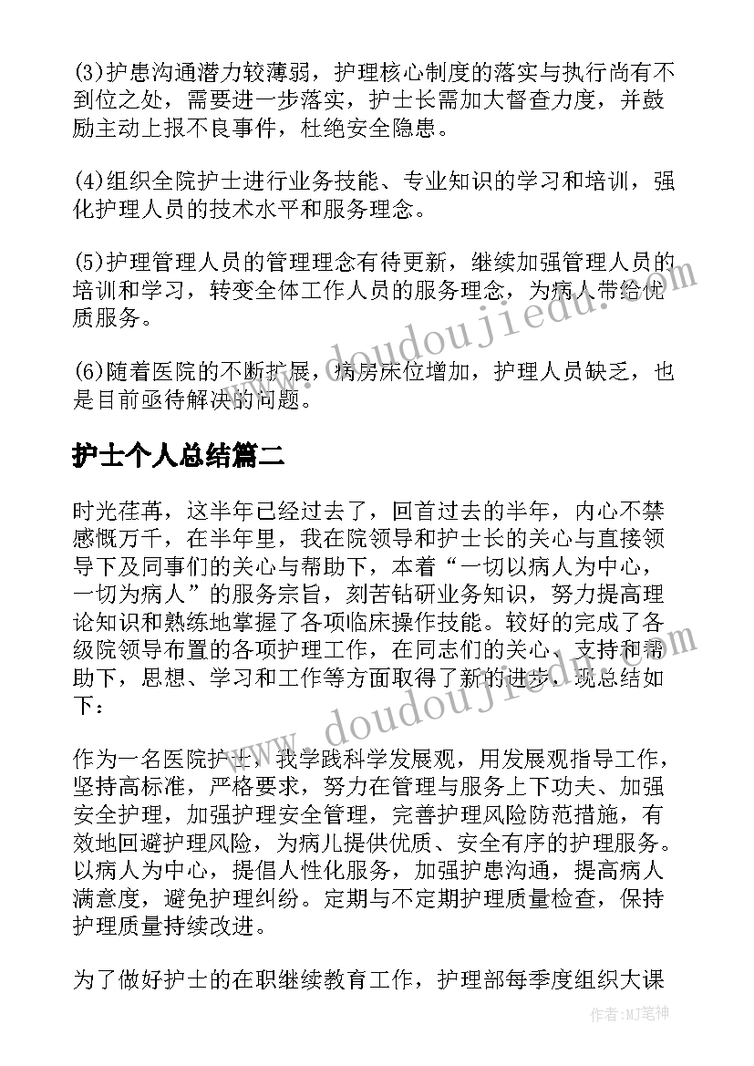 2023年护士个人总结(大全6篇)