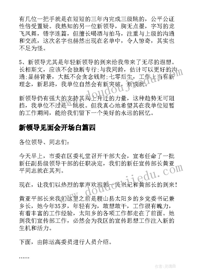 2023年新领导见面会开场白(通用5篇)