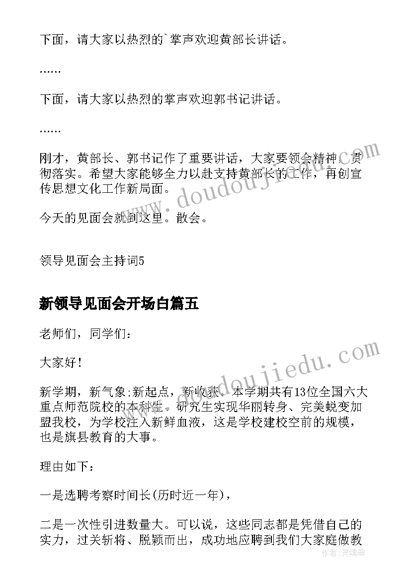 2023年新领导见面会开场白(通用5篇)