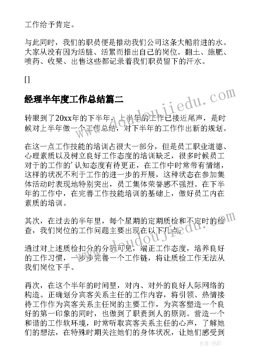 2023年经理半年度工作总结(精选8篇)