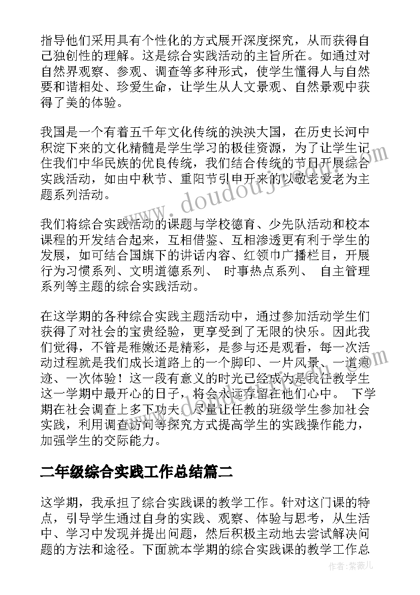 2023年二年级综合实践工作总结(通用5篇)