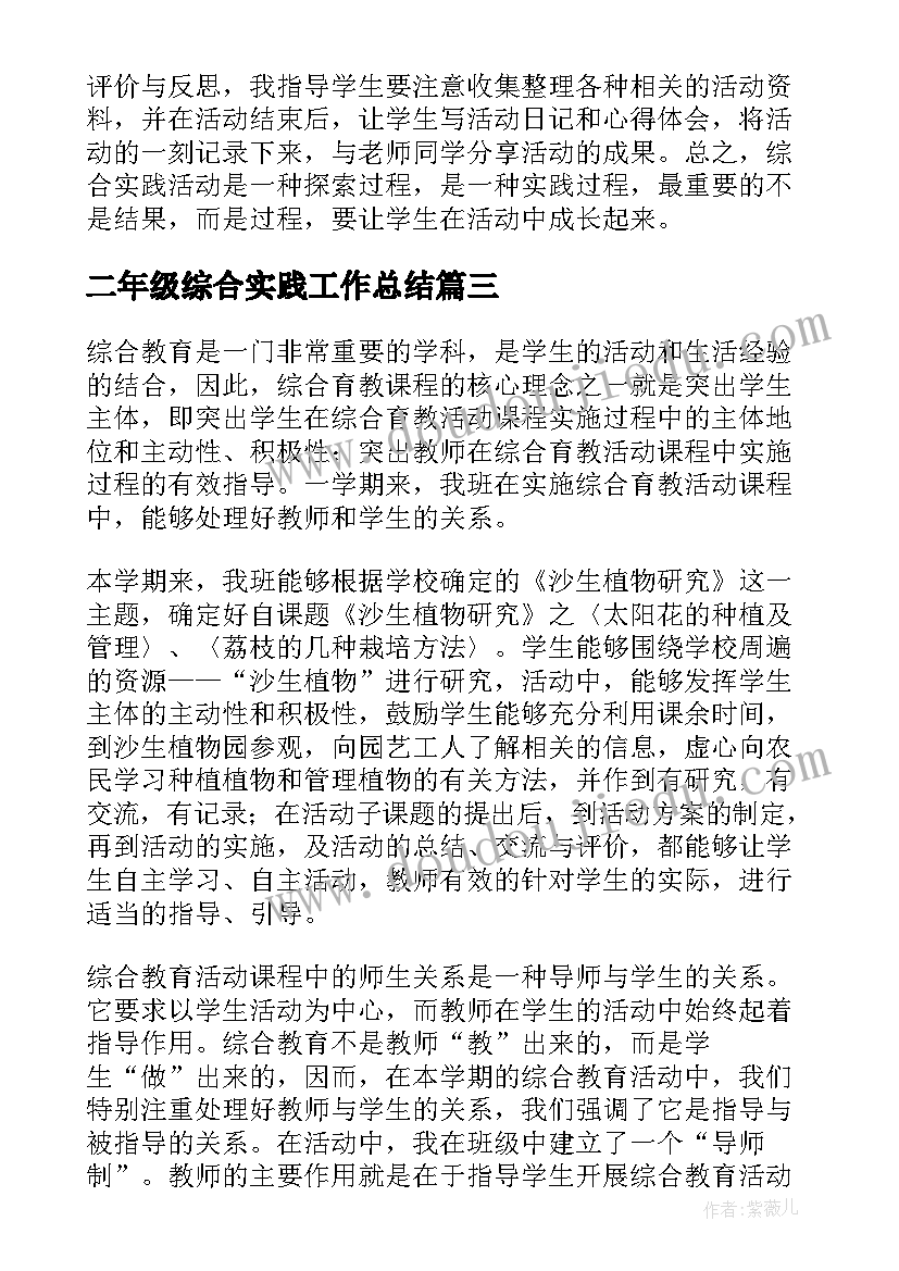 2023年二年级综合实践工作总结(通用5篇)