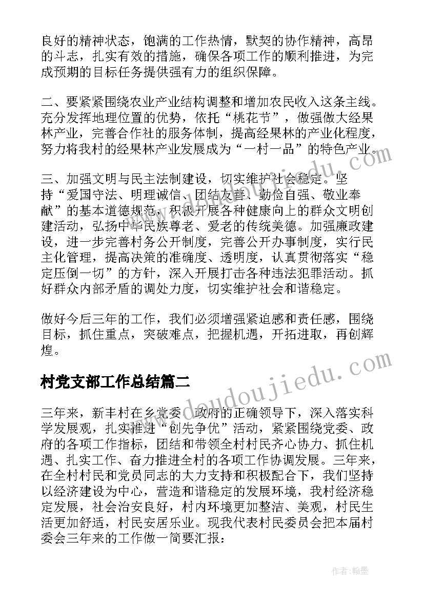 村党支部工作总结(模板9篇)