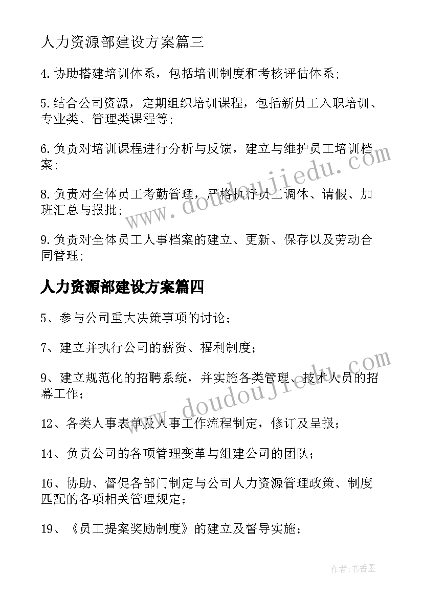 最新人力资源部建设方案 人力资源部工作职责(精选13篇)