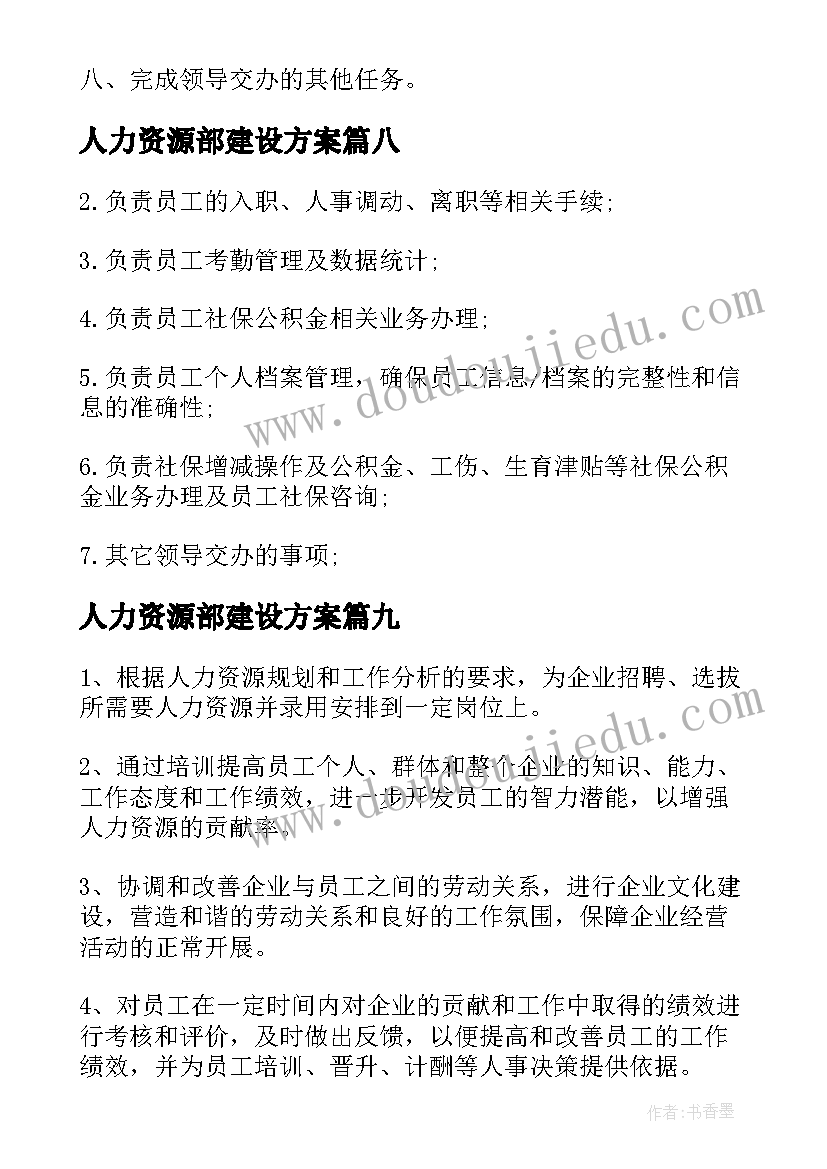 最新人力资源部建设方案 人力资源部工作职责(精选13篇)