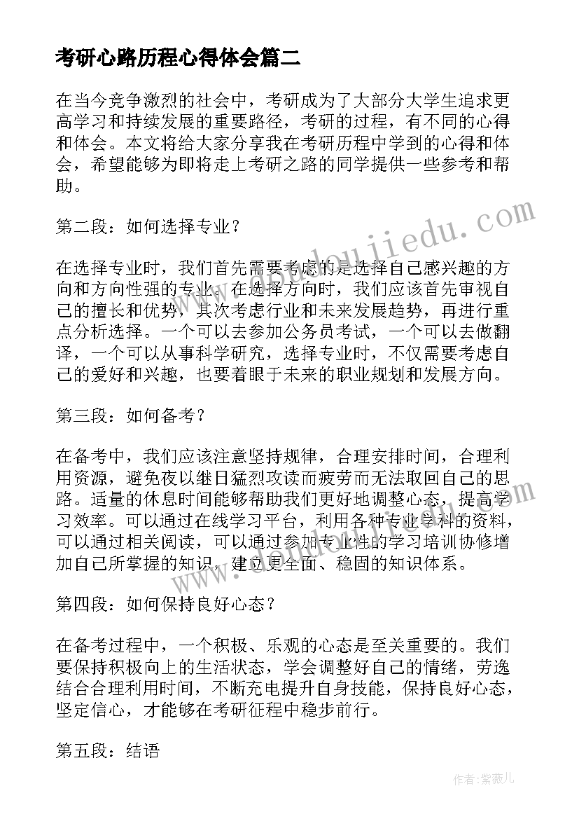 2023年考研心路历程心得体会(精选8篇)