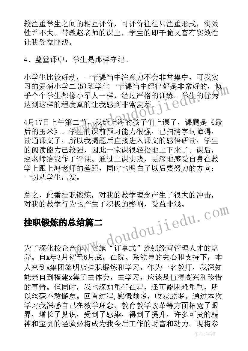 挂职锻炼的总结(大全8篇)