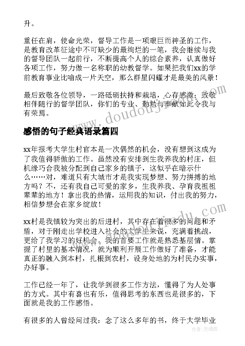 最新感悟的句子经典语录(优秀8篇)