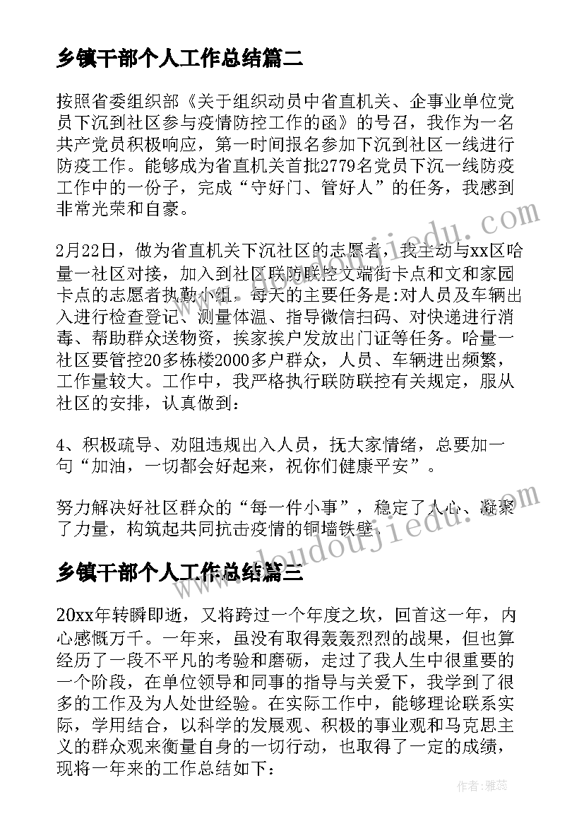 乡镇干部个人工作总结(通用8篇)