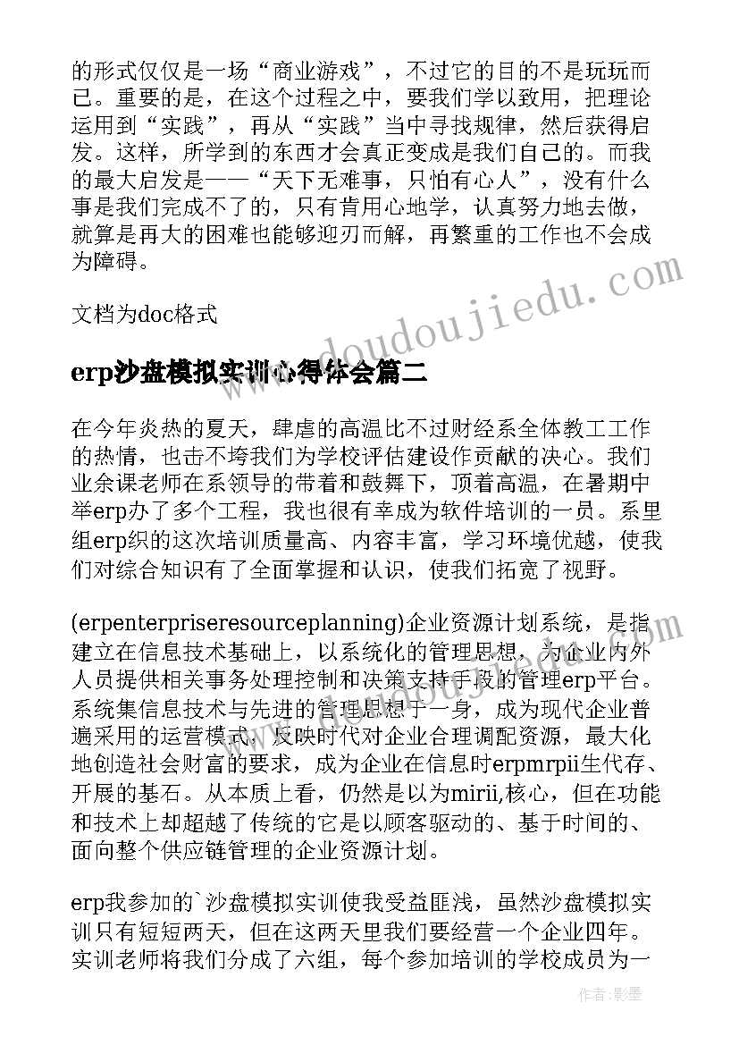 2023年erp沙盘模拟实训心得体会(通用15篇)