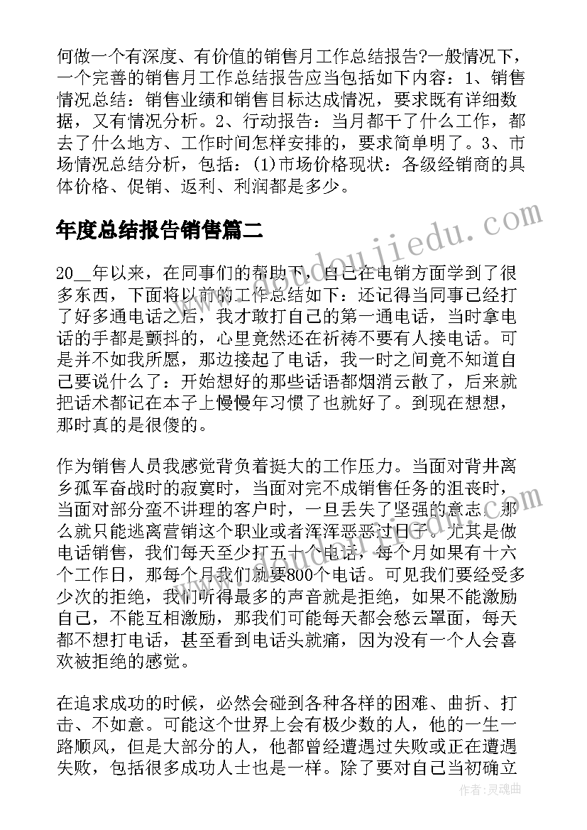 年度总结报告销售(优质10篇)