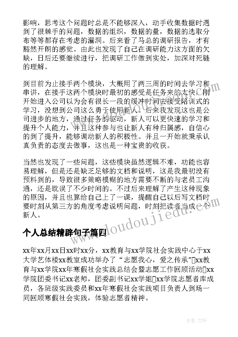 2023年个人总结精辟句子(大全15篇)