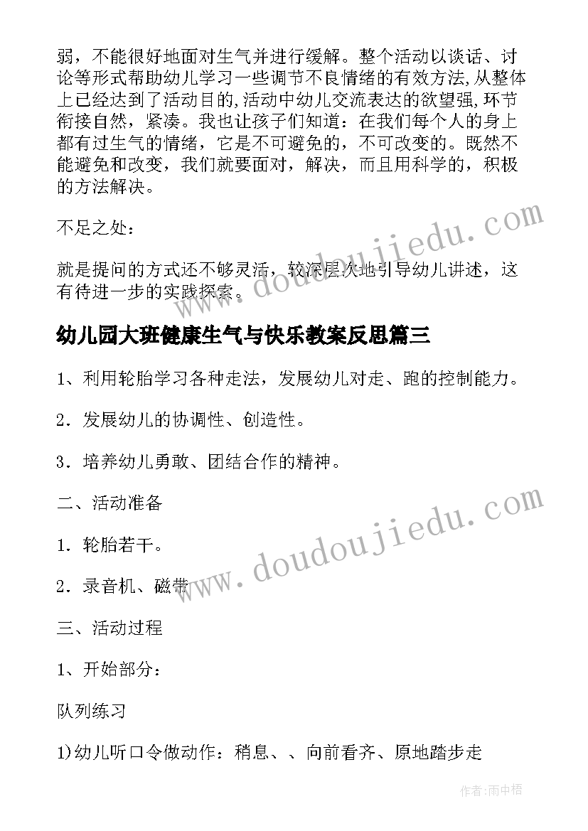 2023年幼儿园大班健康生气与快乐教案反思(大全8篇)