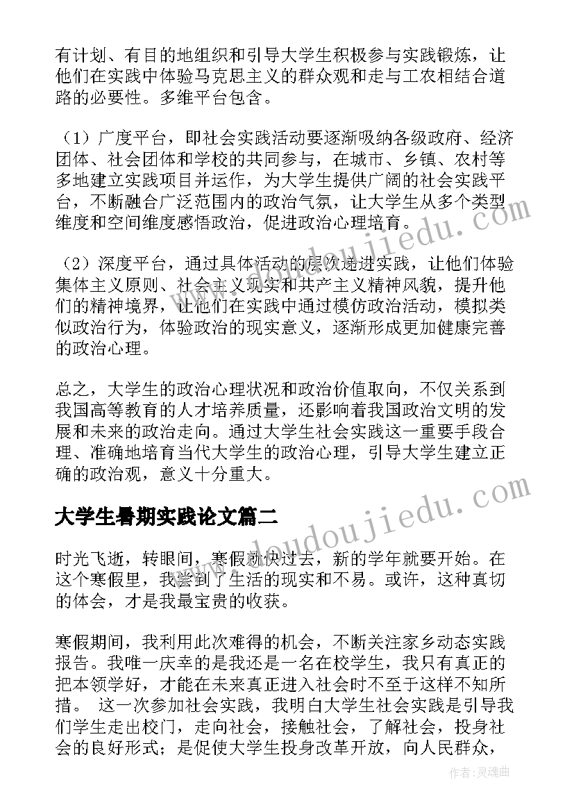 大学生暑期实践论文 大学生社会实践论文(汇总17篇)