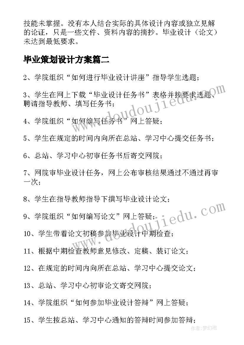 最新毕业策划设计方案(精选8篇)