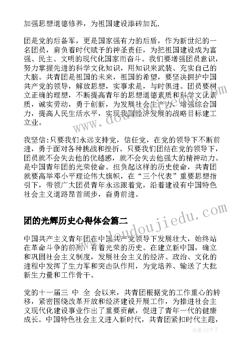 团的光辉历史心得体会(通用8篇)