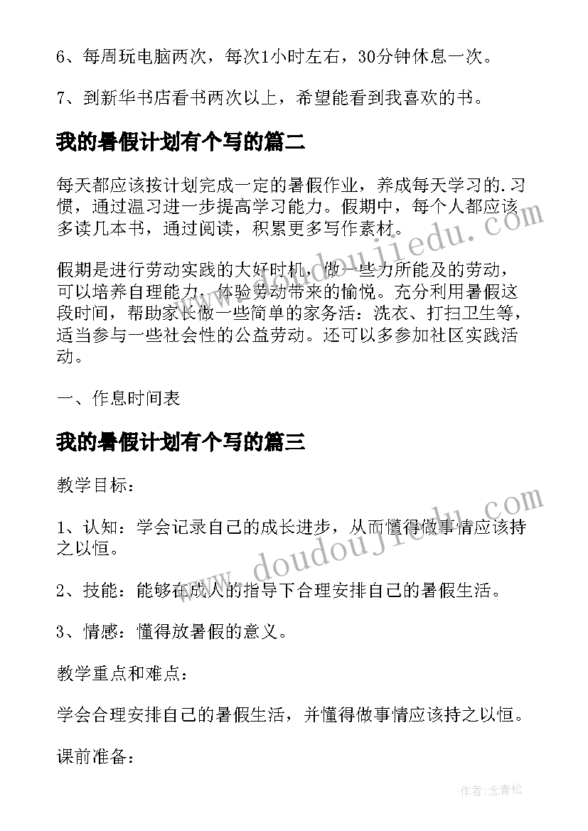 2023年我的暑假计划有个写的(模板19篇)