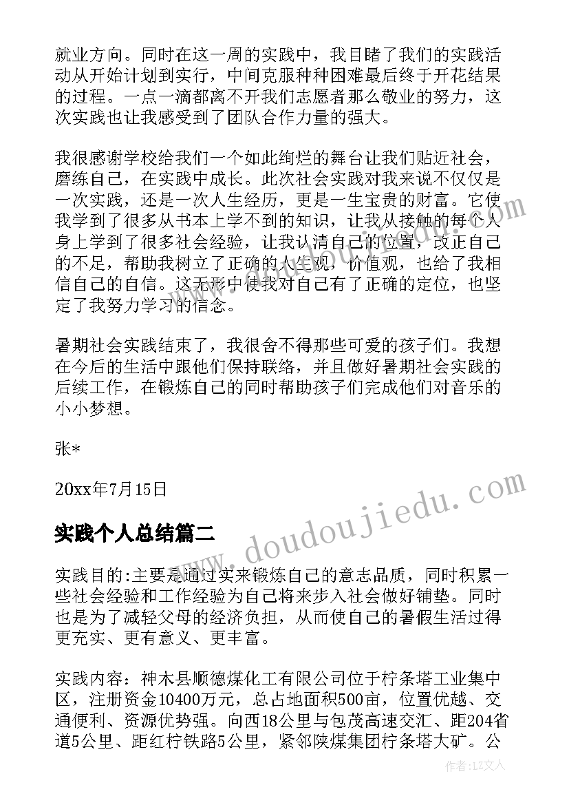 2023年实践个人总结(精选9篇)