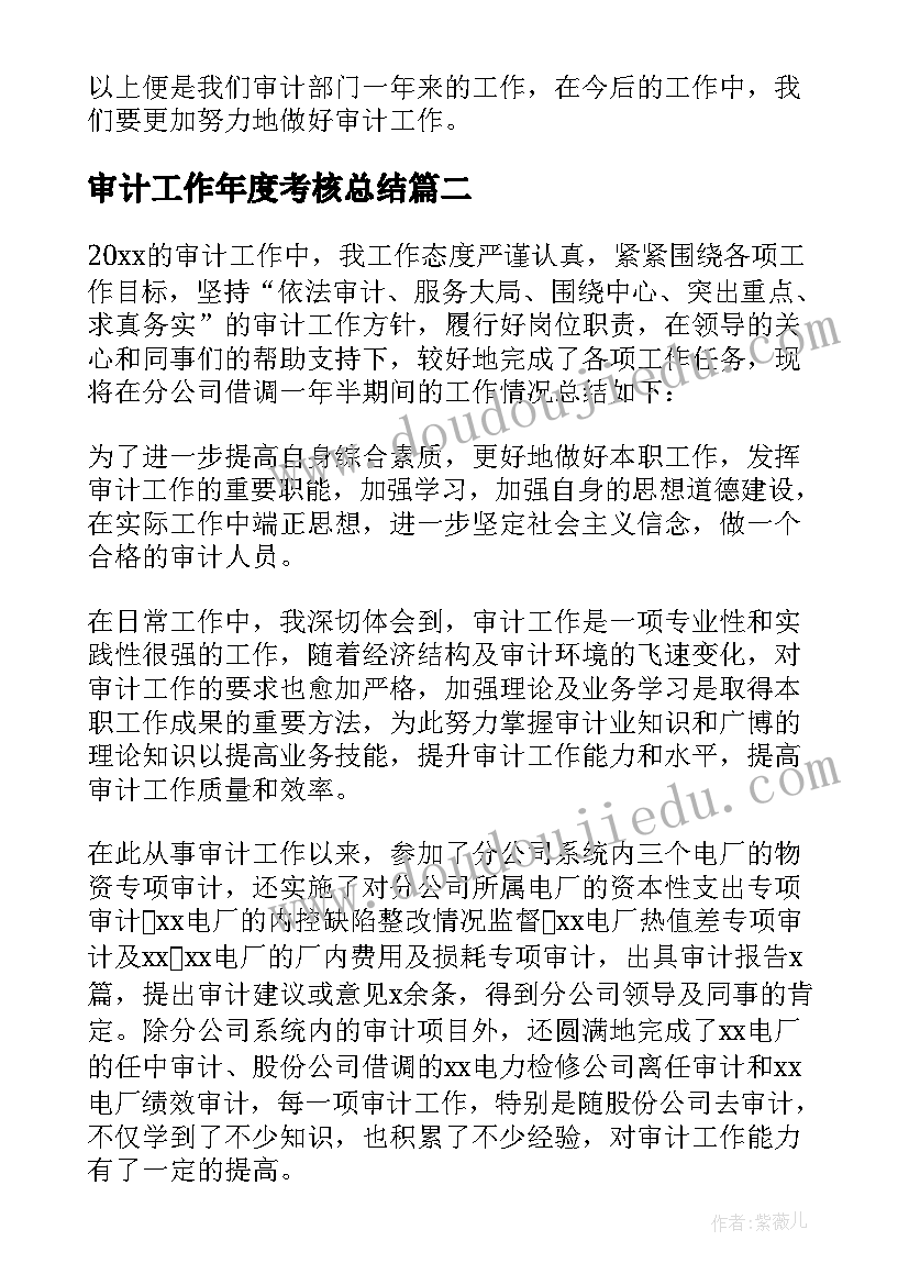 审计工作年度考核总结(实用8篇)