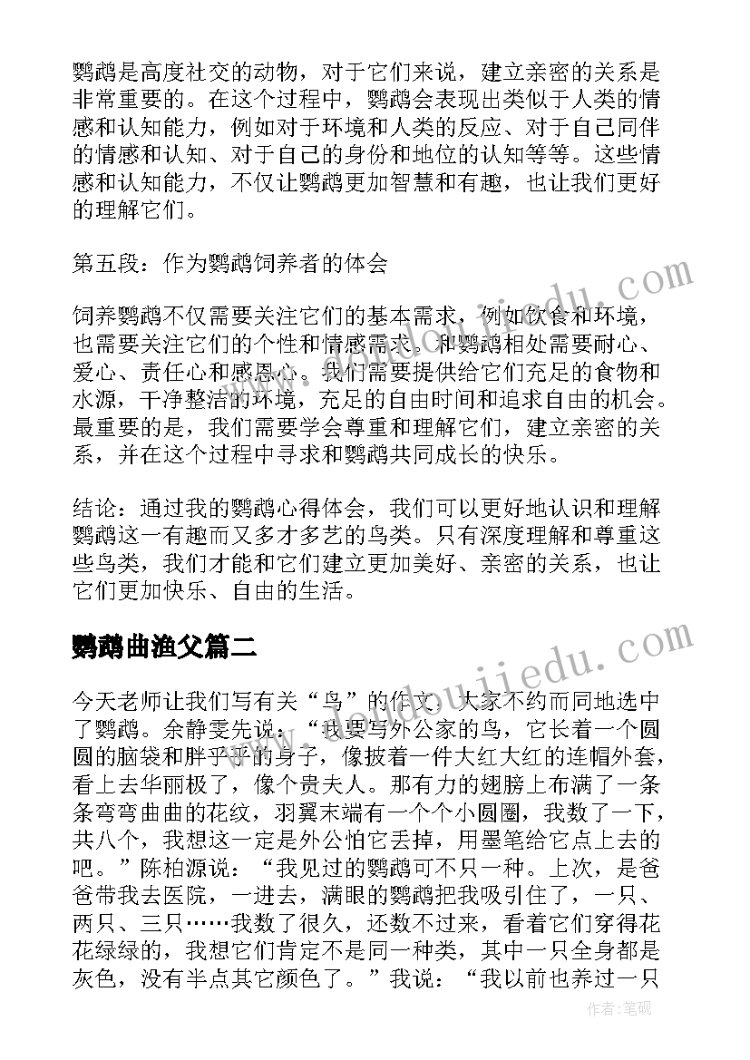 最新鹦鹉曲渔父 鹦鹉心得体会(优秀19篇)