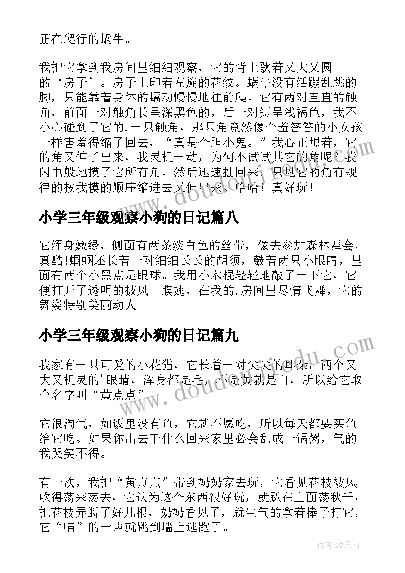 最新小学三年级观察小狗的日记(大全12篇)