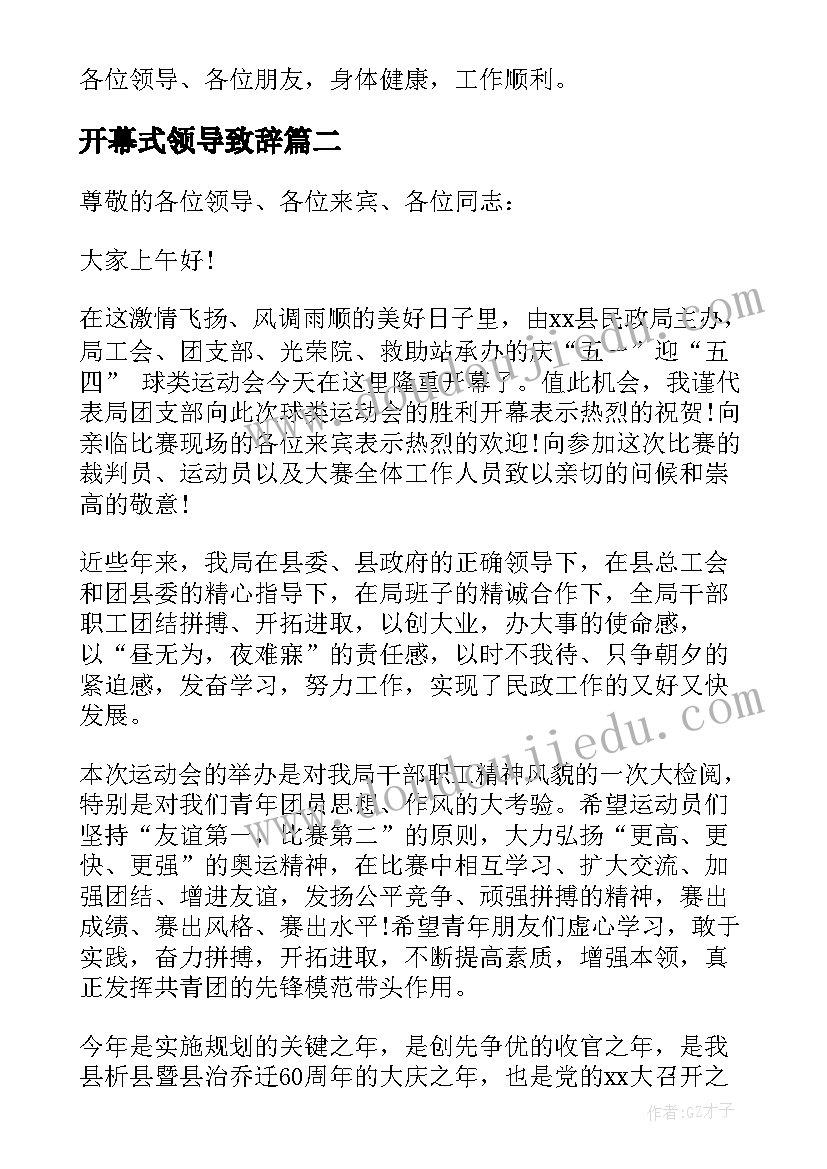 2023年开幕式领导致辞(模板13篇)