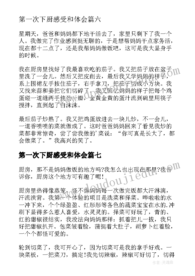 最新第一次下厨感受和体会(大全10篇)