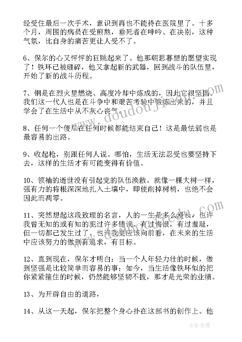 2023年钢铁是怎样炼成的好词好句段 钢铁是怎样炼成的好词好句摘抄(模板14篇)