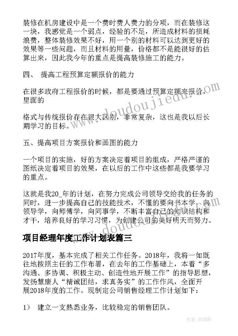 2023年项目经理年度工作计划表(通用8篇)