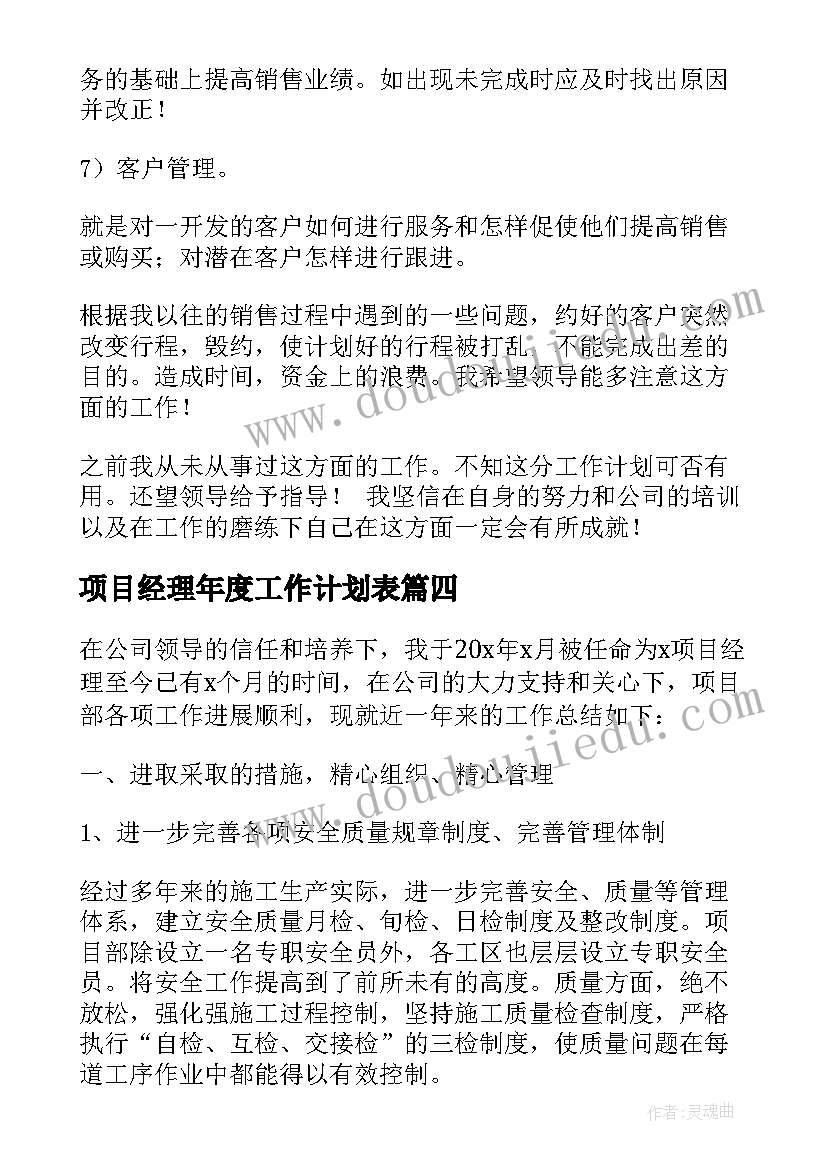 2023年项目经理年度工作计划表(通用8篇)