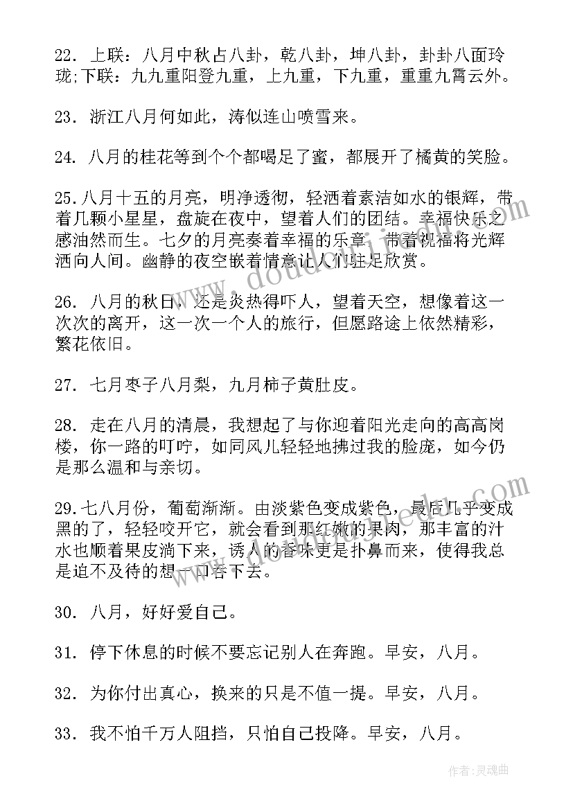 2023年八月你好的文案经典语录(优质14篇)