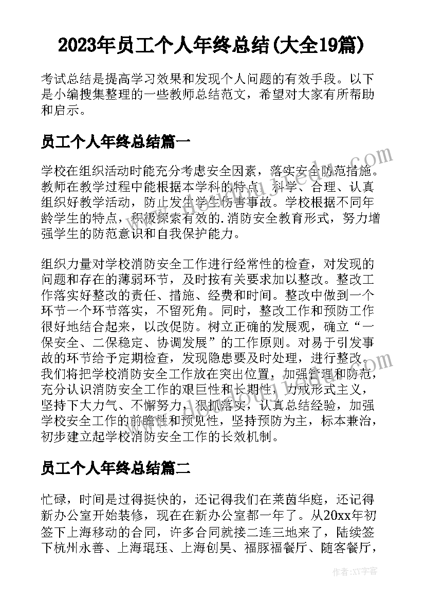 2023年员工个人年终总结(大全19篇)