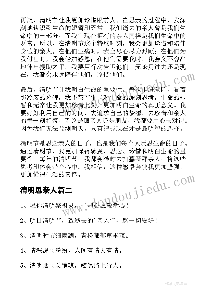 2023年清明思亲人 清明思亲心得体会(大全19篇)