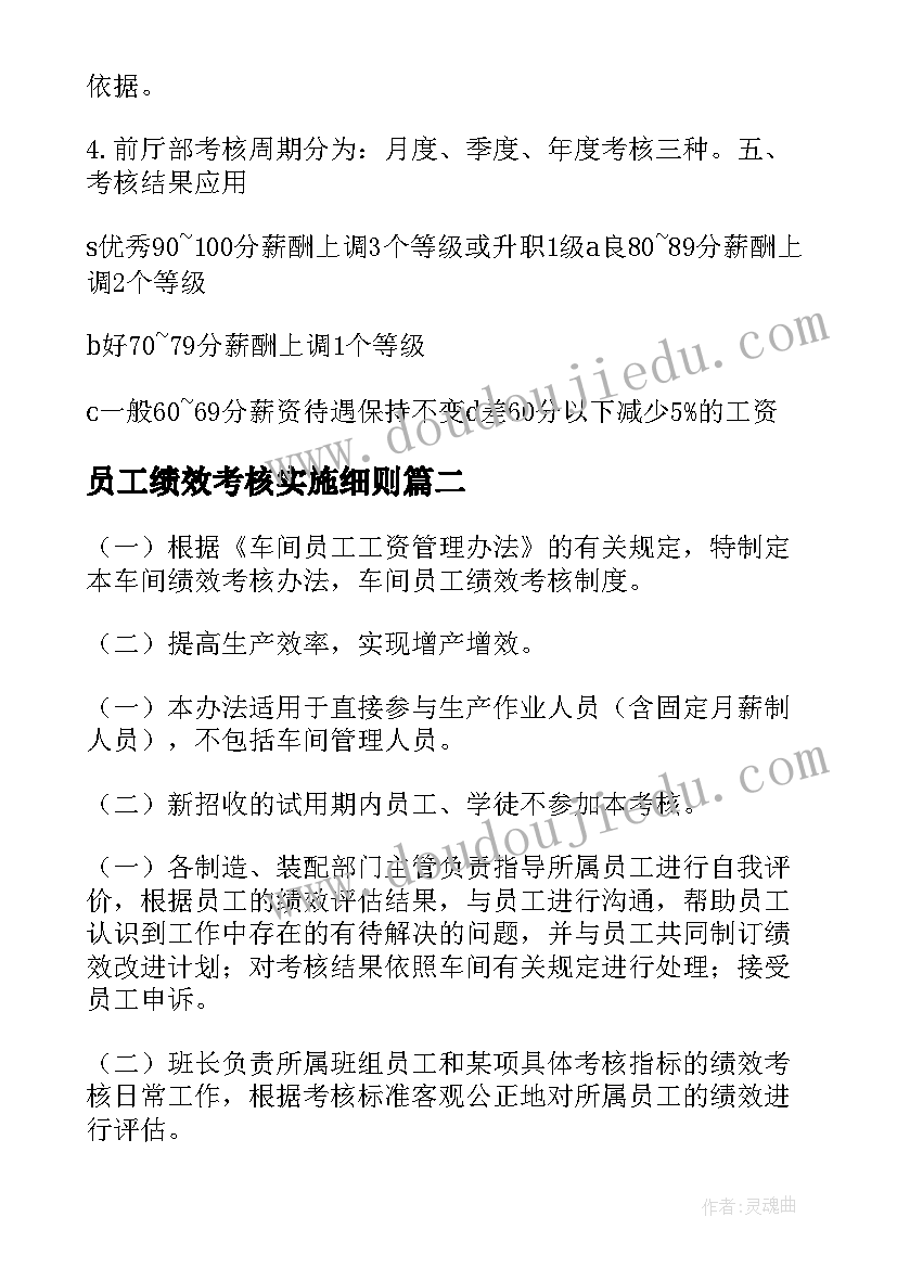 员工绩效考核实施细则 绩效考核方案精彩(优秀8篇)