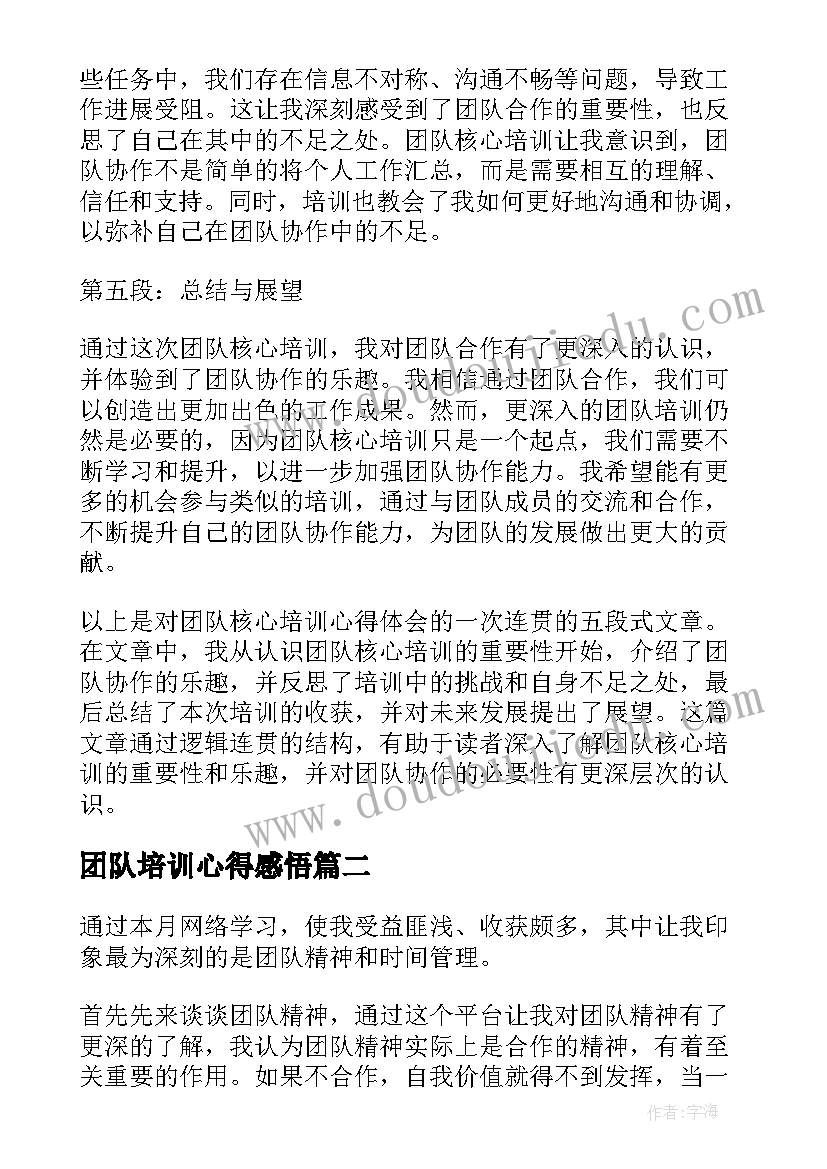 团队培训心得感悟(优质16篇)