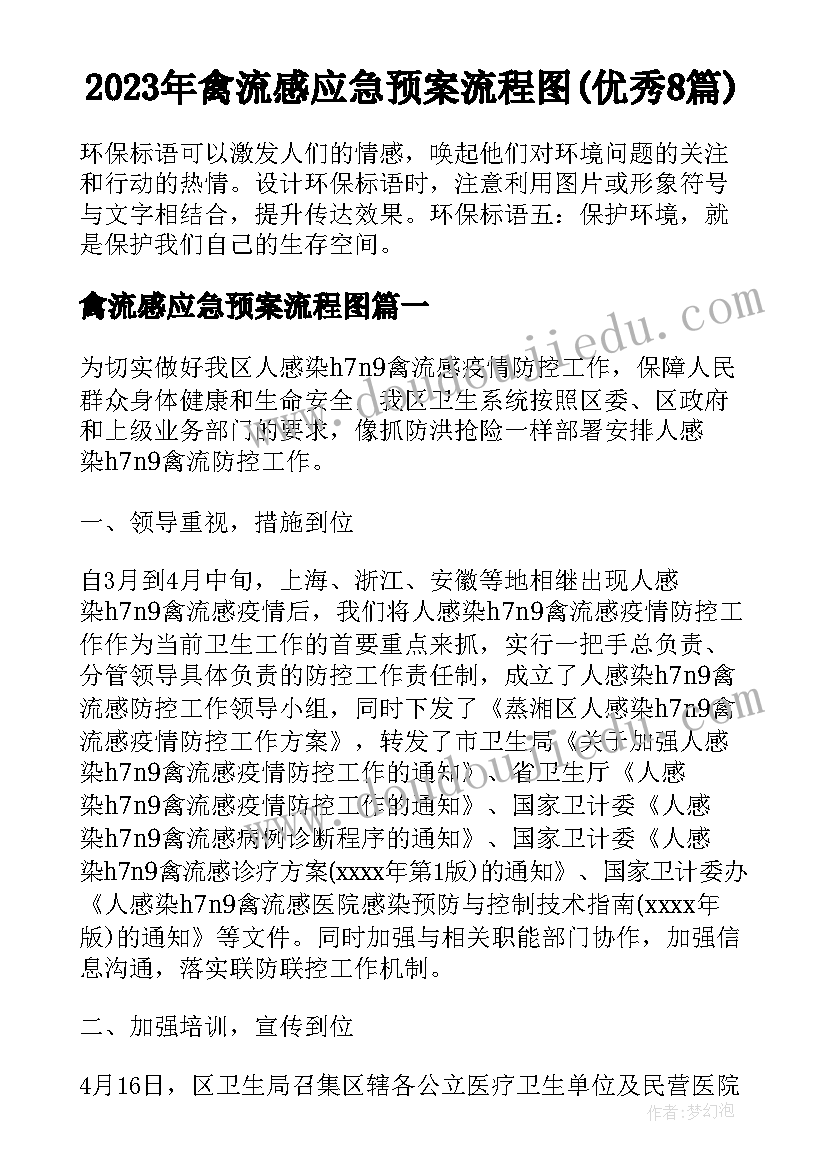 2023年禽流感应急预案流程图(优秀8篇)