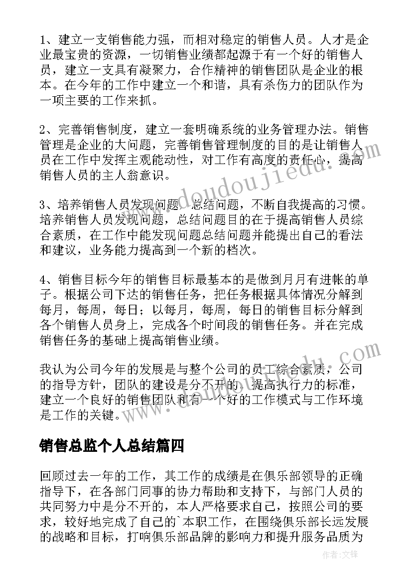 最新销售总监个人总结(大全8篇)