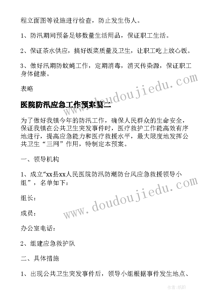 最新医院防汛应急工作预案(优质14篇)