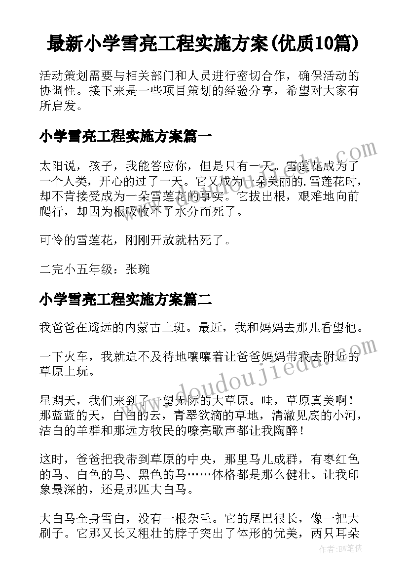 最新小学雪亮工程实施方案(优质10篇)