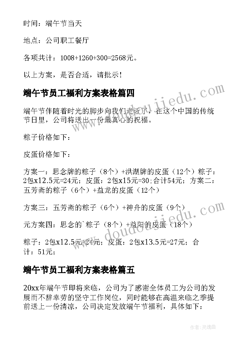 2023年端午节员工福利方案表格 员工端午节福利方案(通用9篇)