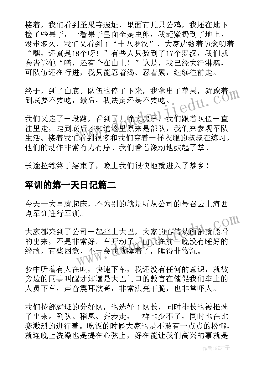 最新军训的第一天日记 第一天军训日记(优秀19篇)